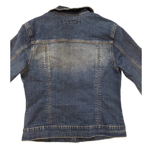 Vintage Yuka Jeans Denim Jacket Women's M Zip Front Embroidered Streetwear Y2K - Picture 9 of 10